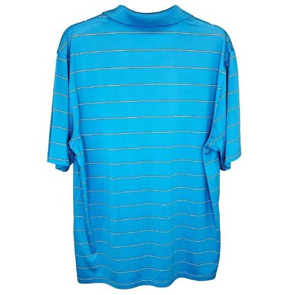 Greg Norman Play Dry Golf Shirt - Size L Large - Light Blue White Stripes Polo - Picture 2 of 4